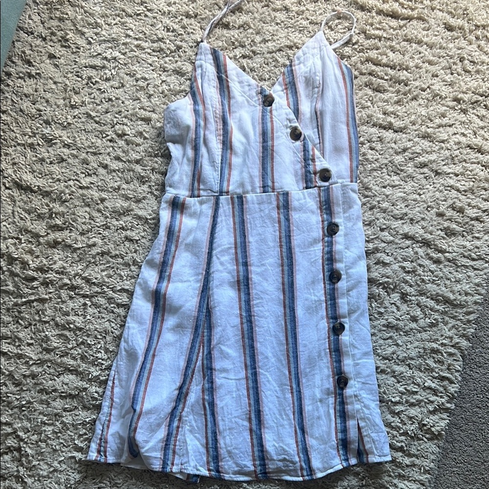 American Eagle Outfitters White and Blue Striped dress